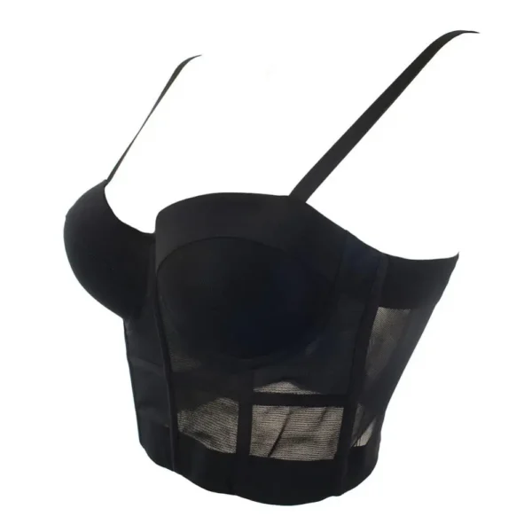Sexy Black Transparent Bra Mesh Push Up Bralet Women's Tube Top Corset Bustier Bra Club Party Crop Top Lingerie Plus Size - Image 4