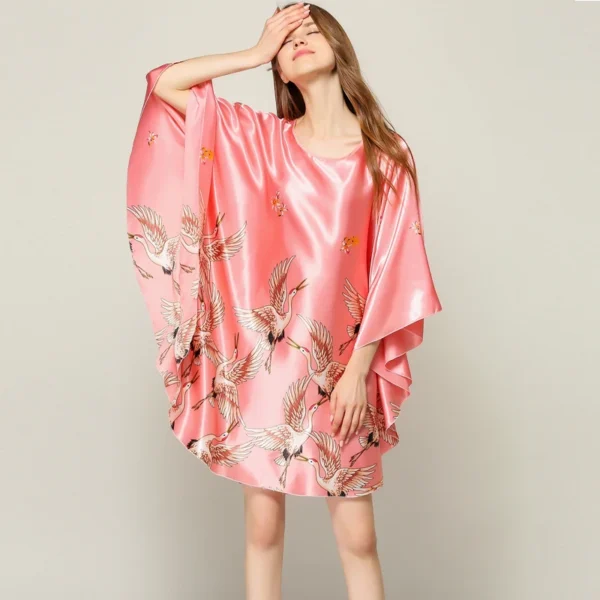 Gown Kimono Bathrobe robe xl Summer New Pink Sexy Silk Rayon Home Dress Women Casual Nightdress Sleepshirt Robe халат женский - Image 5