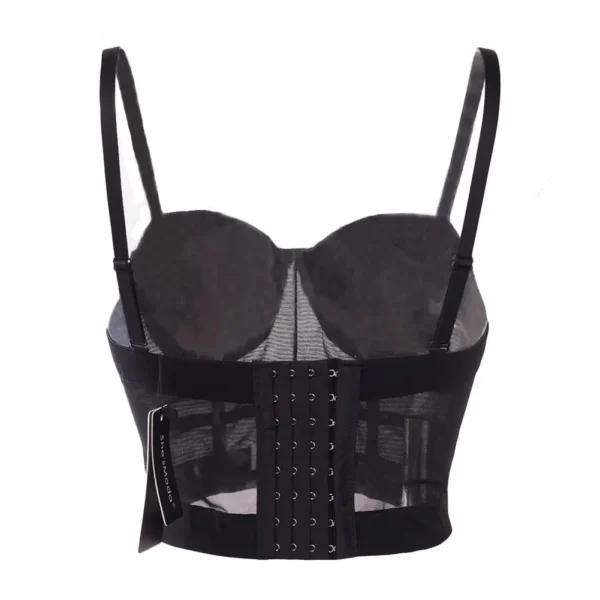 Sexy Black Transparent Bra Mesh Push Up Bralet Women's Tube Top Corset Bustier Bra Club Party Crop Top Lingerie Plus Size - Image 5