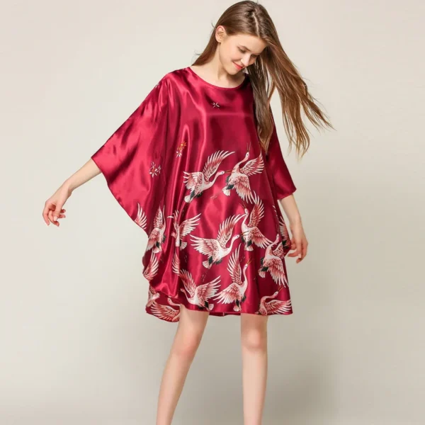 Gown Kimono Bathrobe robe xl Summer New Pink Sexy Silk Rayon Home Dress Women Casual Nightdress Sleepshirt Robe халат женский - Image 6