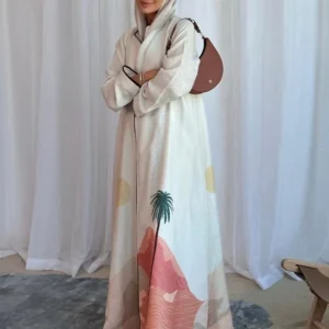Eid Muslim Party Abaya for Women Ramadan Cardigan Print Casual Long Dress Morocco Kaftan Vestidos Largo Dubai Robe Jalabiya 2024