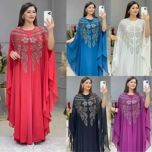 2 PCS Set Plus Size African Party Dresses for Women Chiffon Boubou Ankara Dashiki Outfit Dubai Kaftan Abaya Robe Marocaine Femme - Image 2