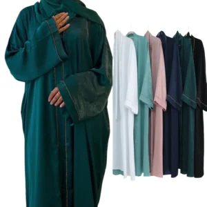 Ramadan Eid Open Satin Shimmer Kimono Abaya Damen Dubai Luxury Islam Muslim Kaftan Dress For Women Kebaya Robe Musulmane Femme