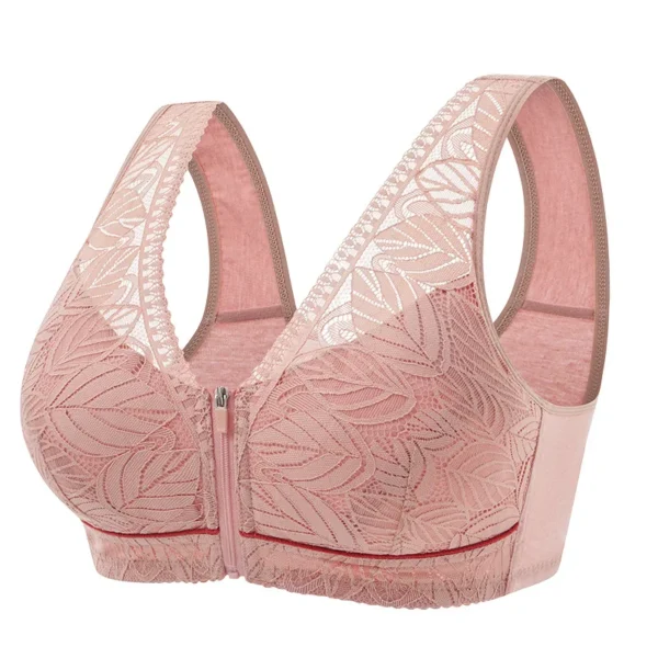 Soft cotton cups front zipper underwear breathable women no steel ring tank top lace large size bra - Image 6