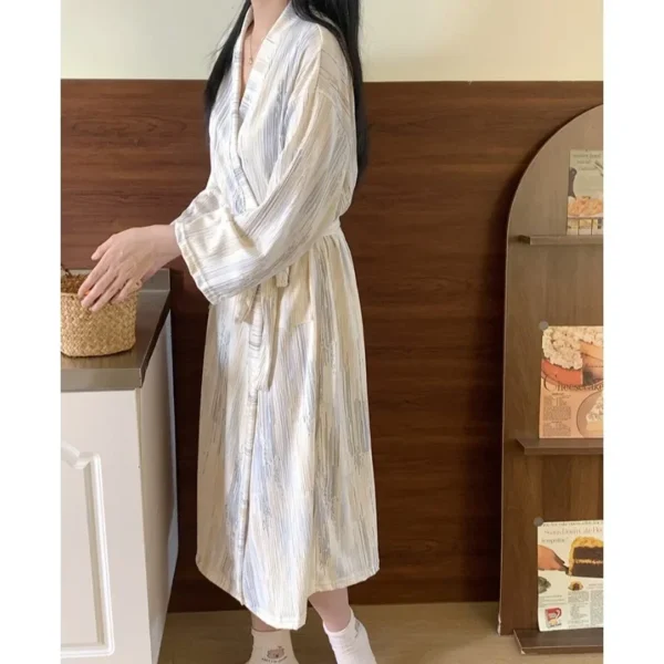 Robes Sexy Simple Casual Dressing Gown Spring Summer Women Gauze Loose Long Bathrobe Nightdress Cardigan Large Size Long Sleeve - Image 6
