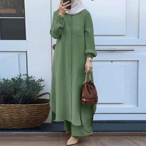 Dress Solid Color Dubai Turkish Muslim Abaya Islamic Jalabiya Dresses Women Ramadan Eid Abayas Caftan Kaftan Elegant Vestidos - Image 5