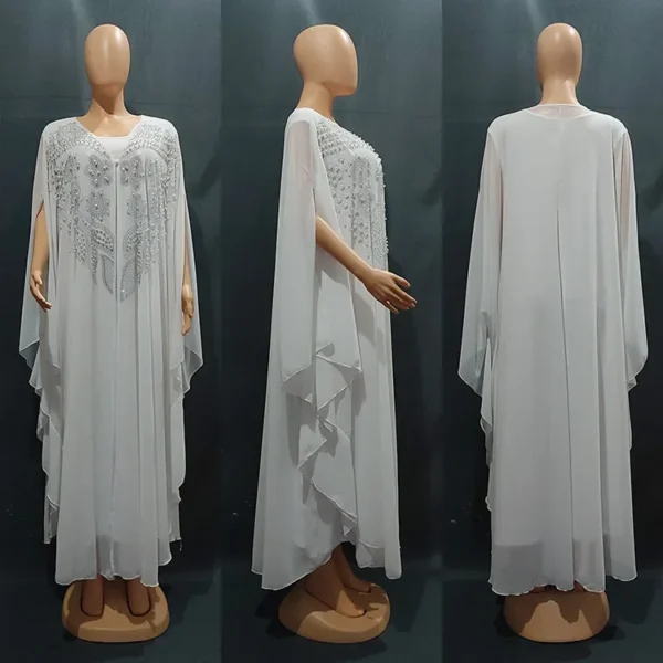 2 PCS Set Plus Size African Party Dresses for Women Chiffon Boubou Ankara Dashiki Outfit Dubai Kaftan Abaya Robe Marocaine Femme - Image 6