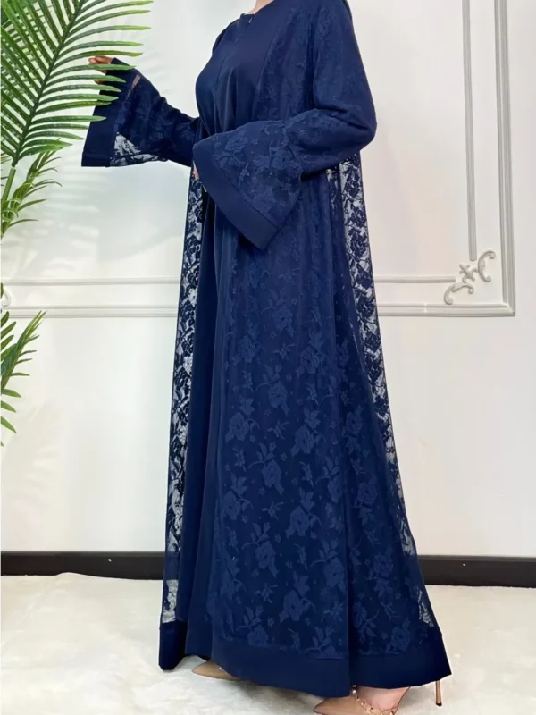 Ramadan Eid Prayer Lace Abaya 2 Piece Set Inner Dress Women Flare Sleeve Long Abayas Kaftan Djellaba Dubai Party Vestidos 2024 - Image 6