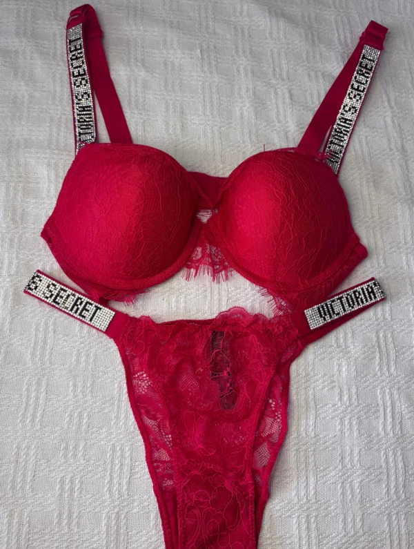 Victoria's Secret Women's Lingerie Set 2 Push up bras and panties Summer Lace Rhinestone design lingerie bras - Image 6