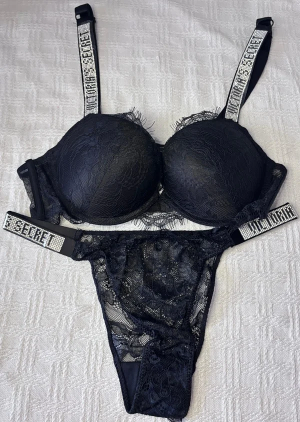 Victoria's Secret Women's Lingerie Set 2 Push up bras and panties Summer Lace Rhinestone design lingerie bras - Image 4