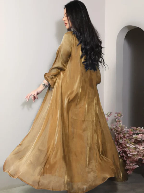 Morocco Party Dress Women Abaya 2 Piece Set Silky Satin Dubai Muslim Dresses Eid Caftan Evening Long Robe Vestidos Abayas Robe - Image 3