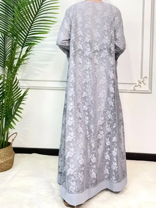 Ramadan Eid Prayer Lace Abaya 2 Piece Set Inner Dress Women Flare Sleeve Long Abayas Kaftan Djellaba Dubai Party Vestidos 2024 - Image 5