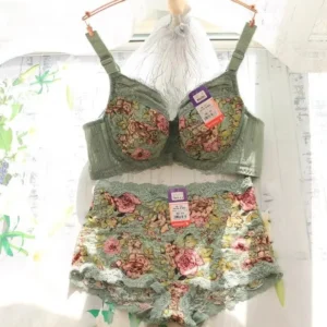 Women's Bra Set Sexy Lace Printed Embroidery Plus Size Full Cup Female Lingerie Suit 34 36 - 48 B C D E F