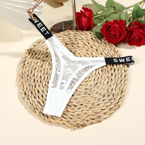 3pcs Sexy Low-rise Letter Belt Mesh Thong Panties Heart Designs S-L Solid Size Comfortable Women's Lingеrie - Image 4