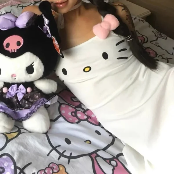 Anime Hello Kitty Dress Sanrio Sweet Cute Frock Women's Sexy Hot Girl Strap Dress Seaside Vacation Frock Student Nightdress - Image 6