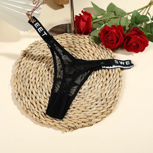 3pcs Sexy Low-rise Letter Belt Mesh Thong Panties Heart Designs S-L Solid Size Comfortable Women's Lingеrie - Image 3