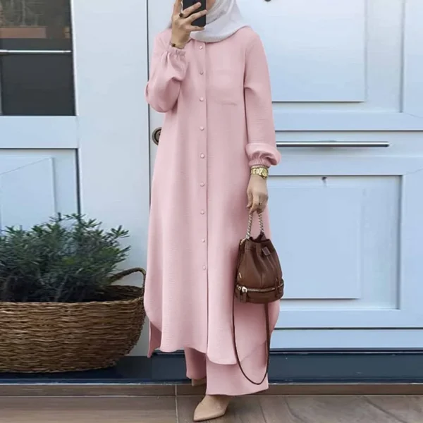 Dress Solid Color Dubai Turkish Muslim Abaya Islamic Jalabiya Dresses Women Ramadan Eid Abayas Caftan Kaftan Elegant Vestidos - Image 6