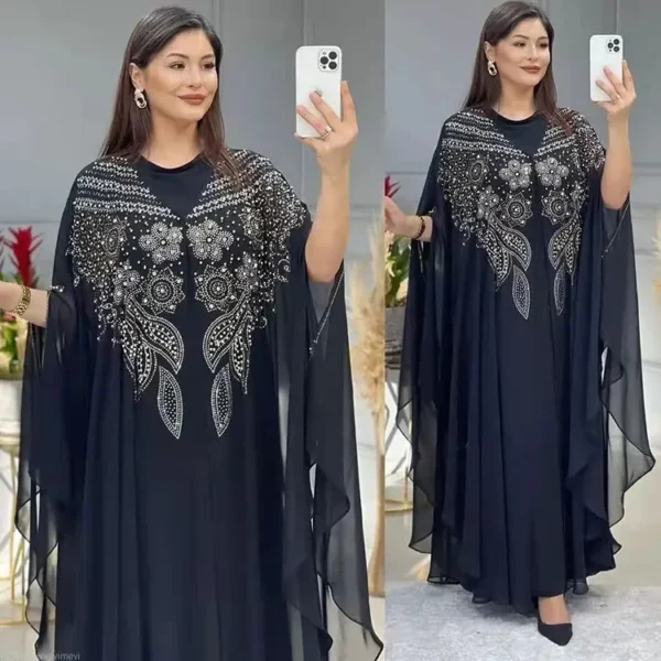 2 PCS Set Plus Size African Party Dresses for Women Chiffon Boubou Ankara Dashiki Outfit Dubai Kaftan Abaya Robe Marocaine Femme - Image 3