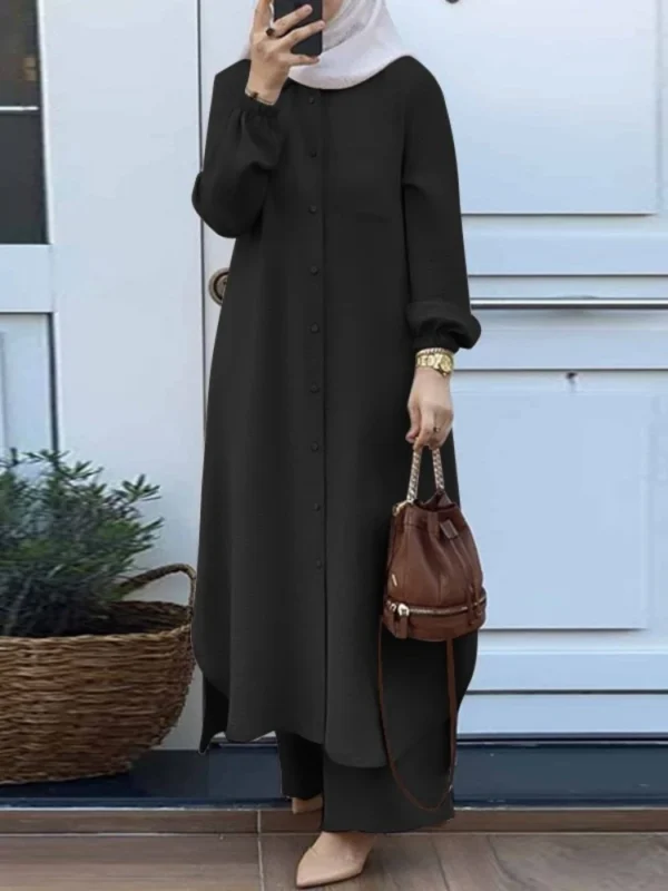 Dress Solid Color Dubai Turkish Muslim Abaya Islamic Jalabiya Dresses Women Ramadan Eid Abayas Caftan Kaftan Elegant Vestidos - Image 2