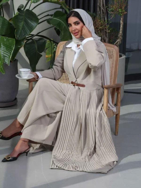 Eid Muslim Party Abaya for Women Ramadan Cardigan Pleated Long Dress Morocco Kaftan Vestidos Largos Dubai Robe Jalabiya 2024 - Image 5