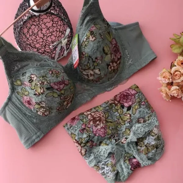 Women's Bra Set Sexy Lace Printed Embroidery Plus Size Full Cup Female Lingerie Suit 34 36 - 48 B C D E F - Image 6