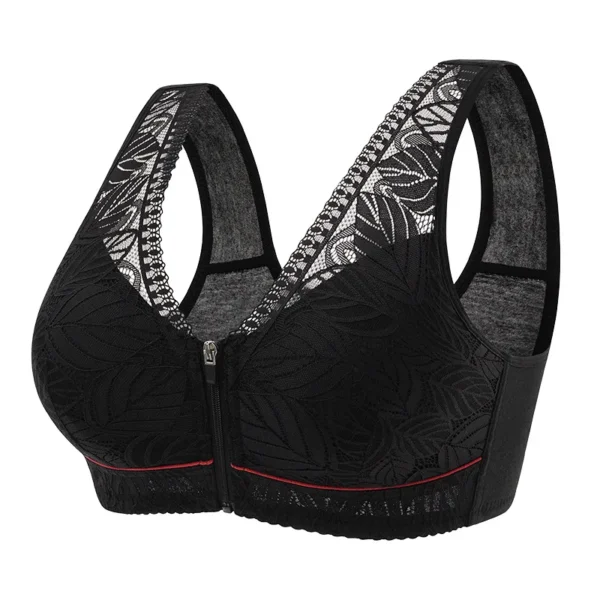 Soft cotton cups front zipper underwear breathable women no steel ring tank top lace large size bra - Image 5