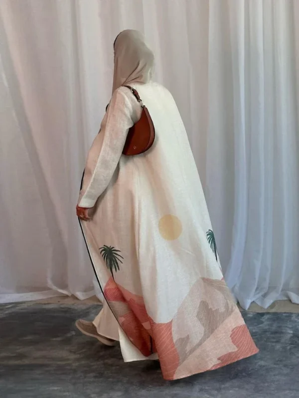 Eid Muslim Party Abaya for Women Ramadan Cardigan Print Casual Long Dress Morocco Kaftan Vestidos Largo Dubai Robe Jalabiya 2024 - Image 3