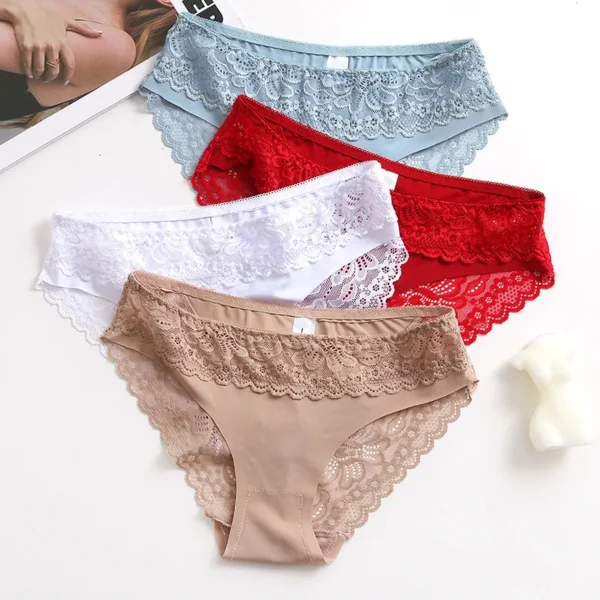 3pcs Sexy Lace Shapers Panties Europe Women Seamless Hip Raise Slimming Tummy Control Briefs Transparent 2XL Plus Size Lingerie - Image 2