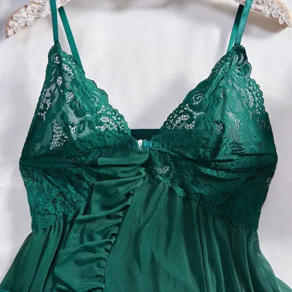 Sexy Sleepwear For Sleeping Night Dress Women Lingеrie Sets Deep V Slip Nightgowns And Panties Lace Ruffle Trim Underwear Pajama - Image 3