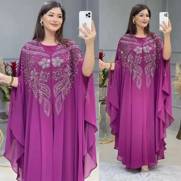 2 PCS Set Plus Size African Party Dresses for Women Chiffon Boubou Ankara Dashiki Outfit Dubai Kaftan Abaya Robe Marocaine Femme - Image 5