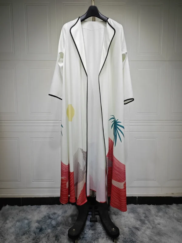 Eid Muslim Party Abaya for Women Ramadan Cardigan Print Casual Long Dress Morocco Kaftan Vestidos Largo Dubai Robe Jalabiya 2024 - Image 5