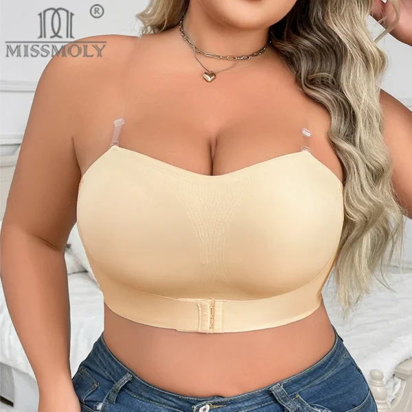 Sexy Push Up Bra For Women Front Closur Plus Size Wireless Padded Lingeries Breathable Anti-slip Brassiere Removable Strap Bras